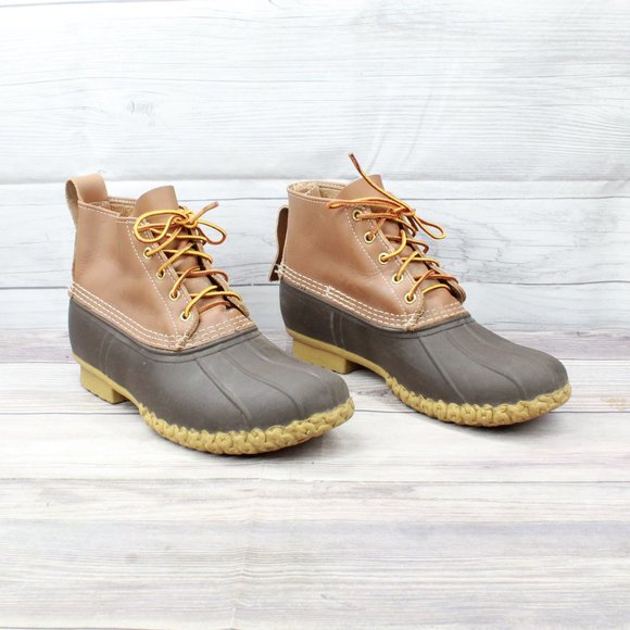 LL BEAN Brown Ankle 6-Inch Unlined Lace Up Leather Duck Boots Size 10 M - Picture 3 of 10